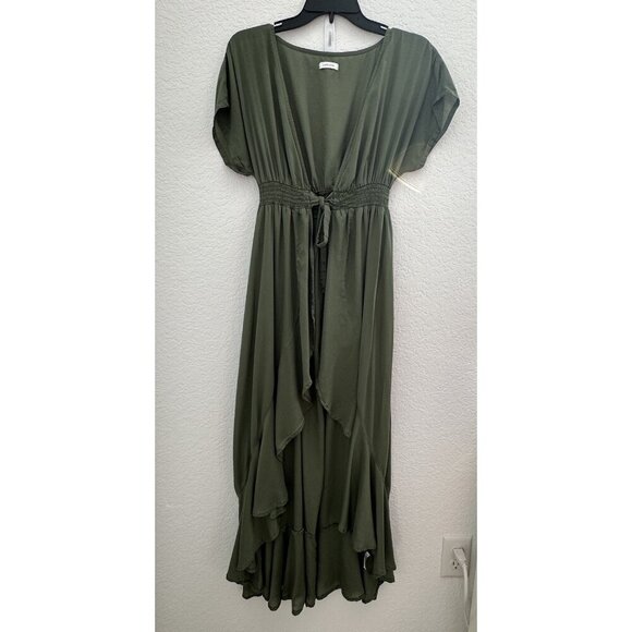Victoria's Secret Other - Victoria's Secret LASCANA Green Ruffled Trim Wrap Maxi Dress Cover-Up‎ 6 Beachy